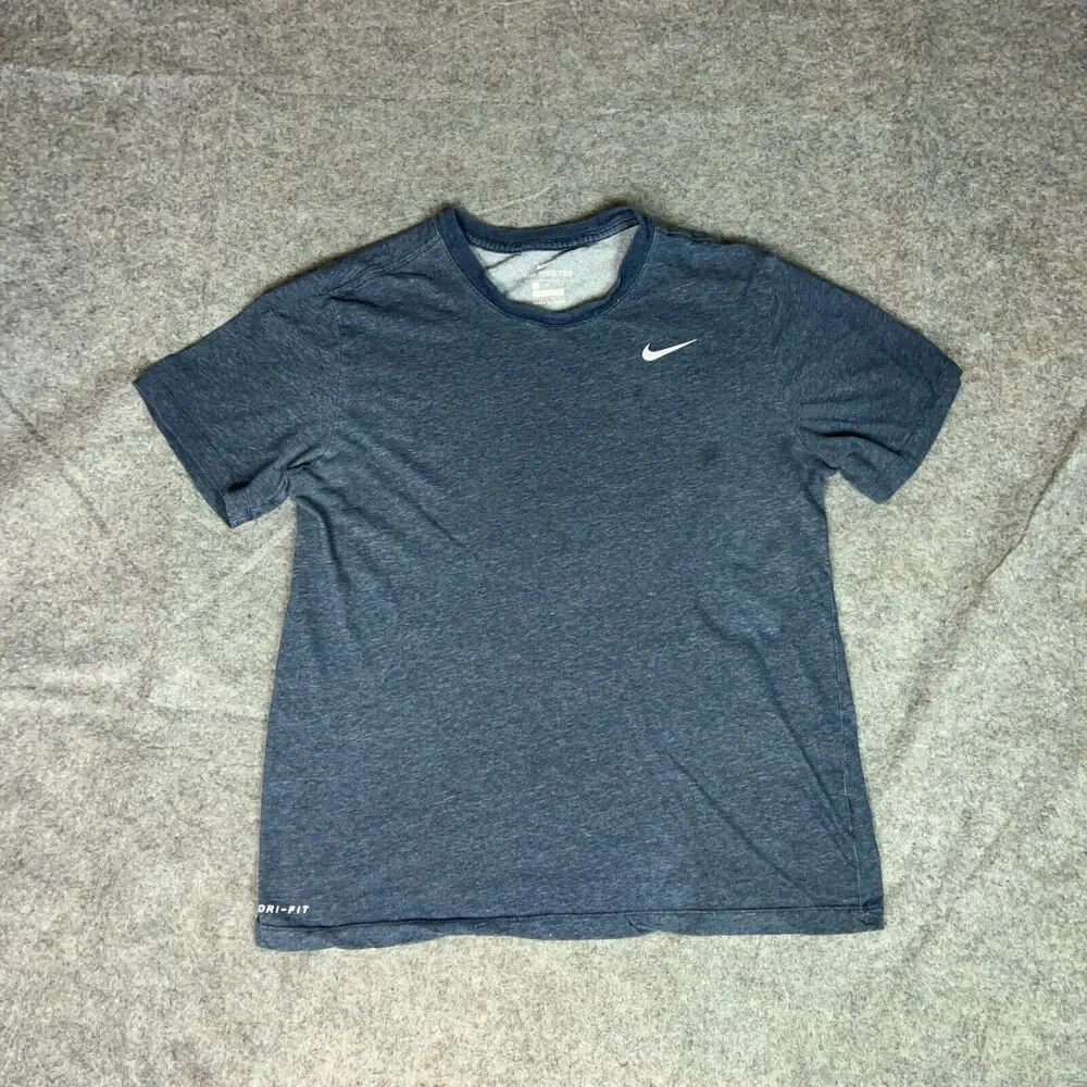 Nike Mens Shirt Medium Navy White Tee T Swoosh Everyday Causal Sports Logo Top
